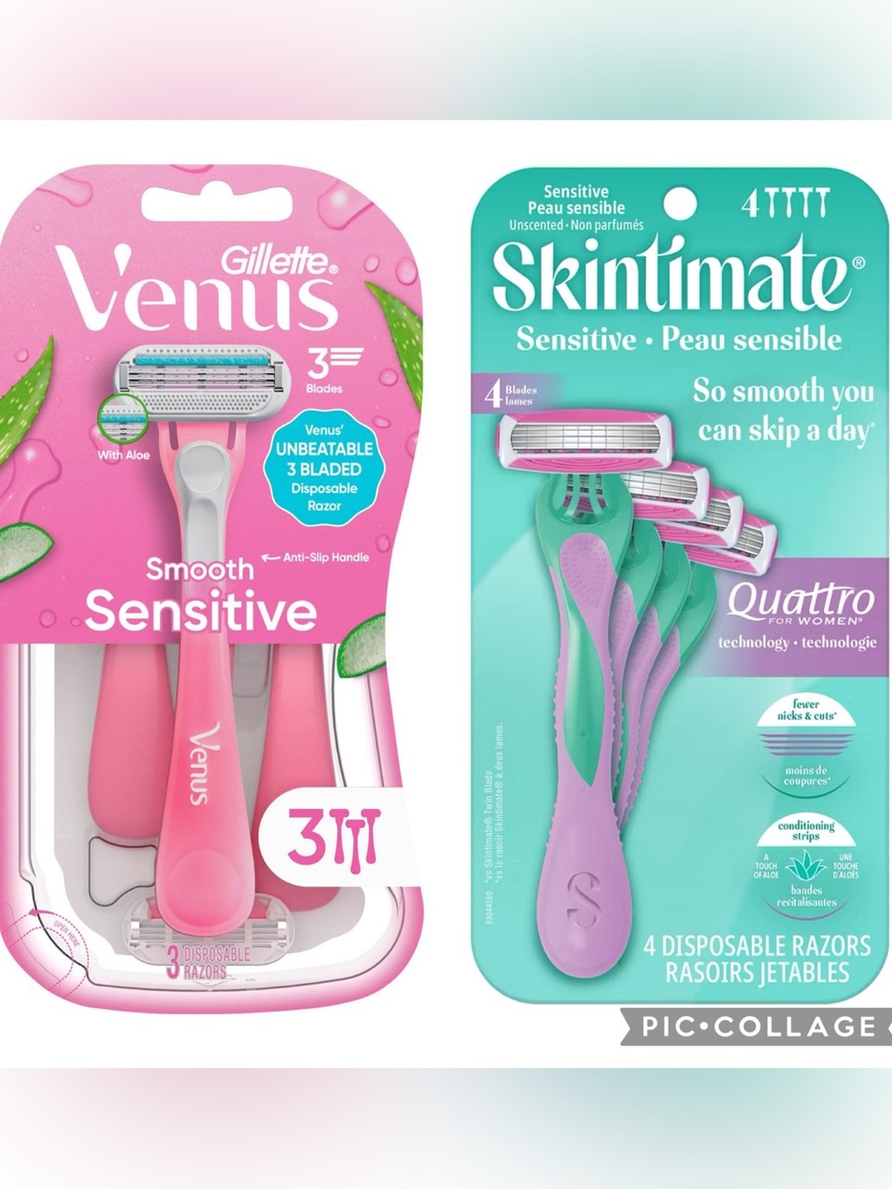 Gillette Venus Smooth Sensitive & Skintimate Sensitive Disposable Razors 7 Pack